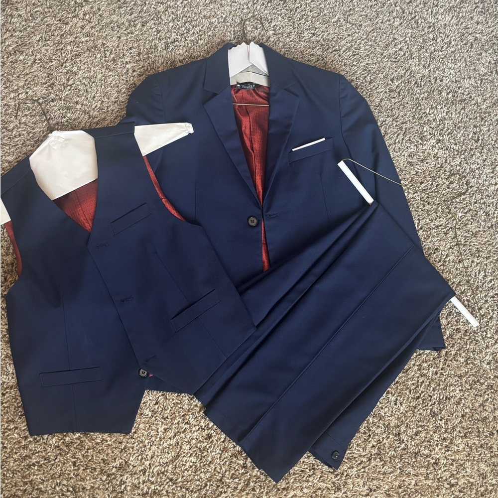 Men's Navy Blue Suit with Vest